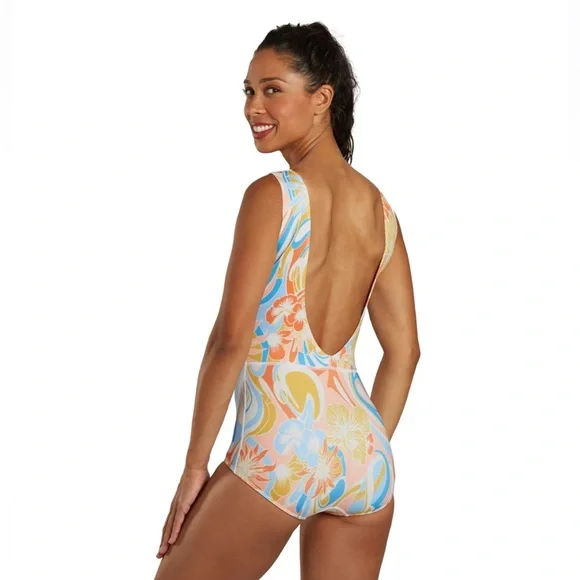 NWT- Seea Lido Floral Swimsuit in Blue and Orange - Picture 4 of 7